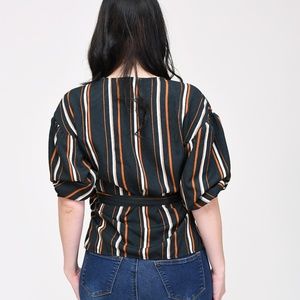 2163 Striped Wrap Blouse